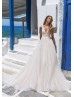 Beaded Ivory Lace Tulle Flowy Beach Wedding Dress Beaded Ivory Lace Tulle Flowy Beach Wedding Dress